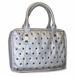 Chrome Studded Purse Style Bible Cover Metallic Silver