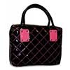 Quilted Patent Leather Purse Style Bible Cover Black/Yellow 